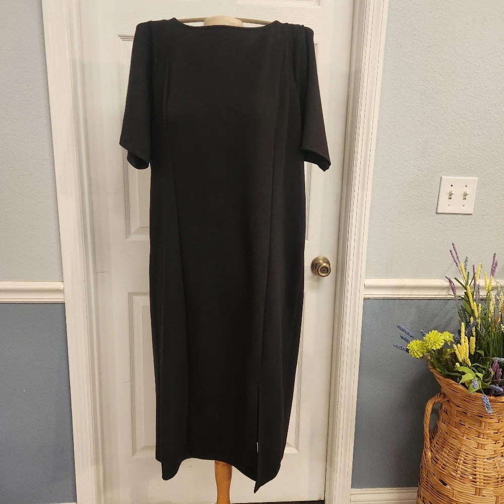 Torrid Black Bodycon Midi Dress With Slit Soft Stretchy Short Sleeve Plus 3X - Picture 5 of 13